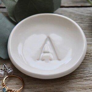 Ring Dish, Ring Holder, Monogram, Jewelry Dish, Custom Initial Tray, Small, Bridesmaid Gift, Engagement Gift image 3