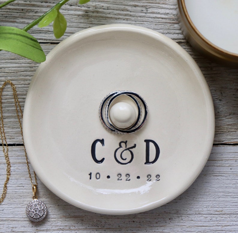 Bridal Shower Gift for Bride, Ring Dish Personalized, Engagement Gift, Wedding Gift, Ring Cone Ring Holder, Gay Wedding Gift image 4