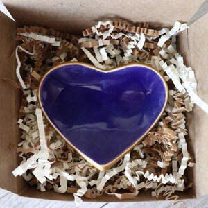 Heart Ring Holder, Ring Dish, Dark Blue, Bridesmaid Gift or Housewarming Gift, Gift Boxed, IN STOCK image 2
