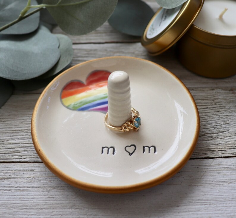 Rainbow Ring Dish Rainbow Heart Ring Holder Personalized Pride Gift
