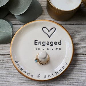 Ring Holder Engagement, Ring Cone, Personalized, Ring Stand Dish, Custom Bride to Be Gift image 2