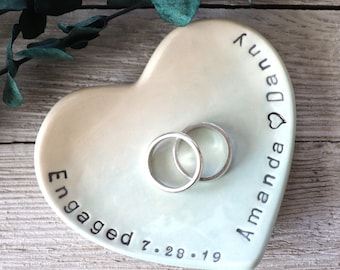 Heart, Ring Dish, Personalized, Ring Holder, Ombre, Engagement Gift, Aqua Blue, Gift for Her, Ombre