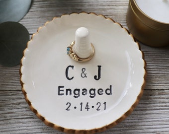 Ring Dish Engagement, Ring Holder, Personalized Ring Cone, Engagement Gift