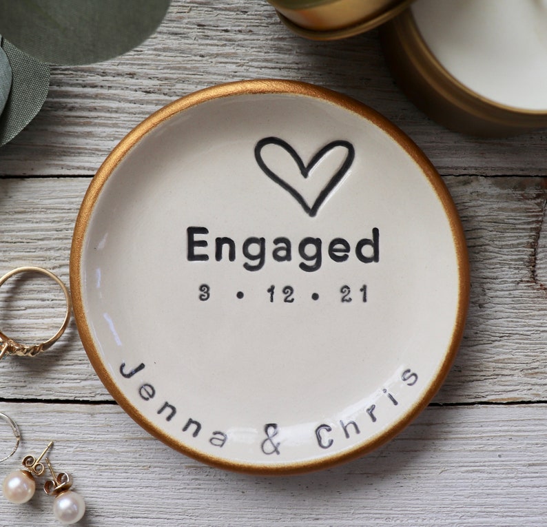 Engagement Gift, Ring Dish, Ring Holder, Personalized, Engagement Ring Dish, Bride To Be, Gift for Her image 9