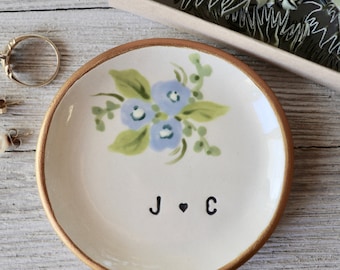 Ring Dish, Ring Holder Customized,  Hand Painted Flowers