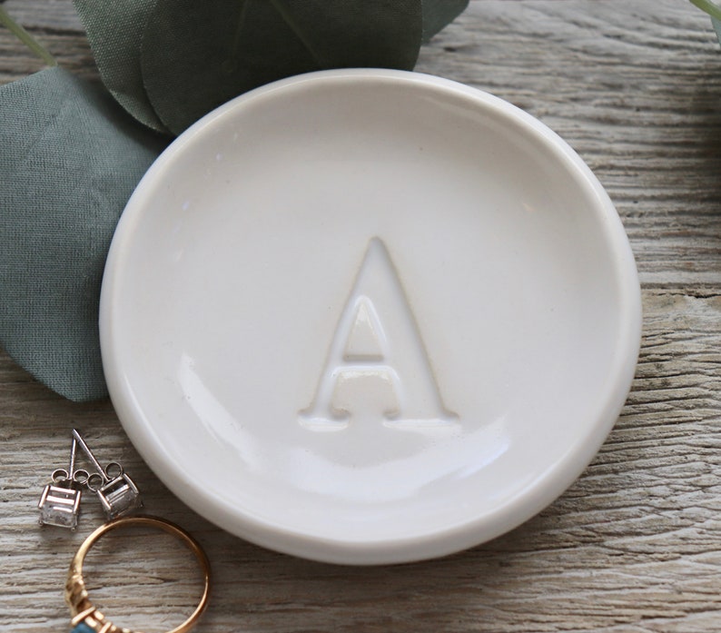 Ring Dish, Ring Holder, Monogram, Jewelry Dish, Custom Initial Tray, Small, Bridesmaid Gift, Engagement Gift image 9