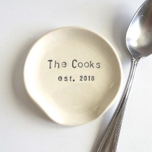 Ceramic Spoon Rest, Wedding Gift, Bridal Shower Gift, Spoon Rest, Gift for Mom, Kitchen Decor, Personalized Tea Spoon Rest, Made to Order image 1