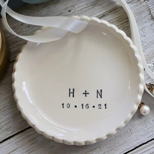 Personalized Wedding Ring Holder, Ring Bearer Pillow Alternative, Monogrammed Ring Dish, Unique Ring Bearer image 10