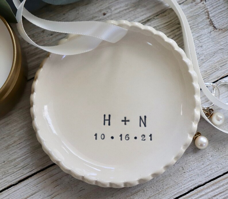 Personalized Wedding Ring Holder, Ring Bearer Pillow Alternative, Monogrammed Ring Dish, Unique Ring Bearer image 10