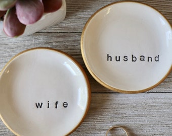 Platos para anillos para marido y mujer, juego de platos para anillos, regalo de compromiso, regalo de boda, personalizados, platos para anillos