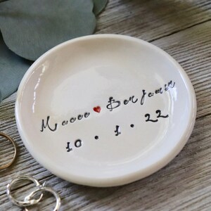 Ring Dish Personalized, Ceramic Ring Holder, Engagement Gift, Wedding Gift for Son, Wedding Gift for Daughter image 2