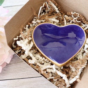 Heart Ring Holder, Ring Dish, Dark Blue, Bridesmaid Gift or Housewarming Gift, Gift Boxed, IN STOCK image 5