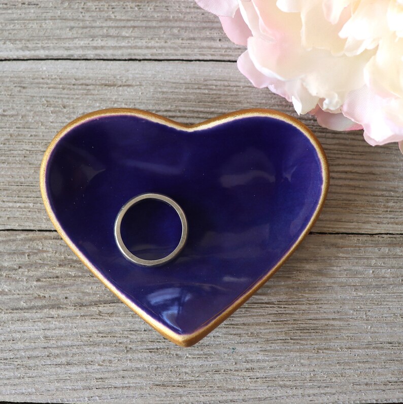 Heart Ring Holder, Ring Dish, Dark Blue, Bridesmaid Gift or Housewarming Gift, Gift Boxed, IN STOCK image 6