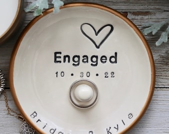 Engagement Ring Holder, Personalized, Ring Dish, Gift for Couple, Engagement Gift