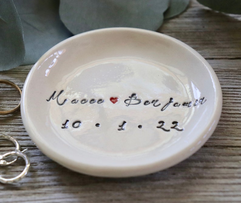 Ring Dish Personalized, Ceramic Ring Holder, Engagement Gift, Wedding Gift for Son, Wedding Gift for Daughter image 7