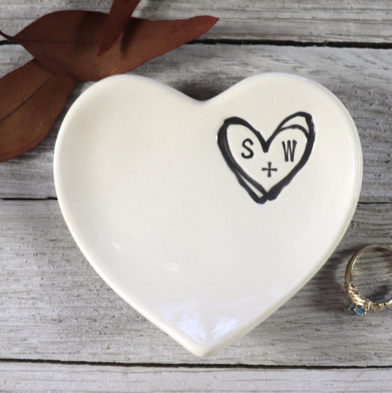 Heart, Ring Holder, Ring Dish, Personalized, Engagement Gift, Gift for Her, Custom Anniversary Gift, Wedding Gift image 1