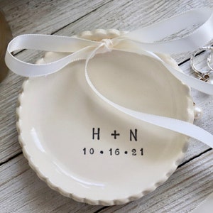 Personalized Wedding Ring Holder, Ring Bearer Pillow Alternative, Monogrammed Ring Dish, Unique Ring Bearer image 7