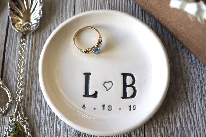 Wedding Ring Dish, Ring Holder, Engagement Gift, Bridal Shower Gift, Unique Engagement Gift, Ring Dish, Personalized Gift, Monogram Dish image 3