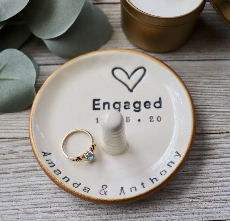 Ring Holder Engagement, Ring Cone, Personalized, Ring Stand Dish, Custom Bride to Be Gift image 6