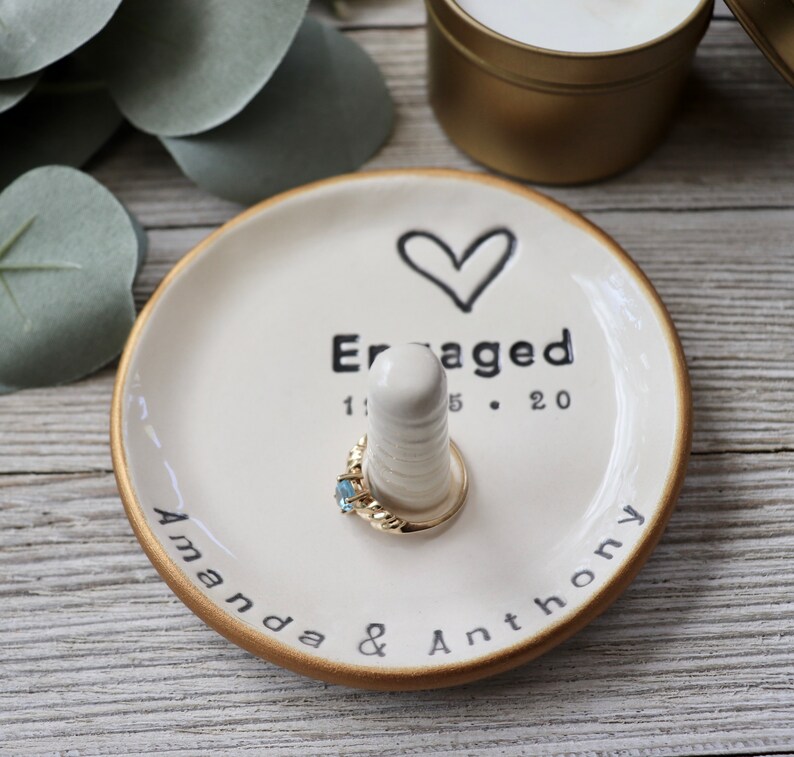 Ring Holder Engagement, Ring Cone, Personalized, Ring Stand Dish, Custom Bride to Be Gift image 4