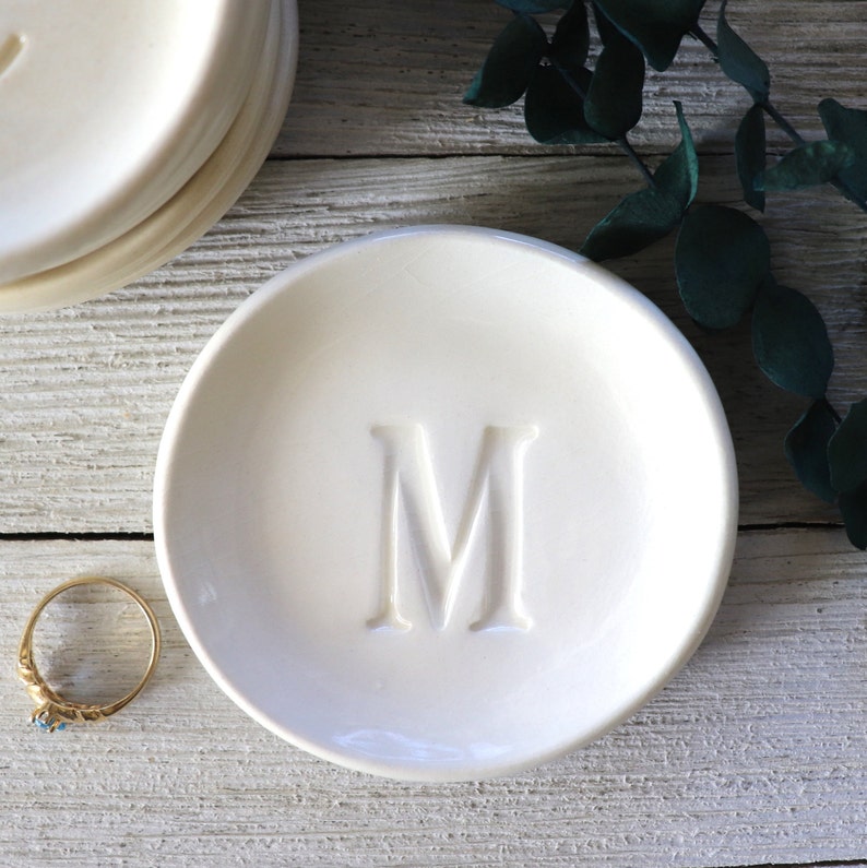 Ring dish Monogram ring holder jewelry dish Custom initial Etsy