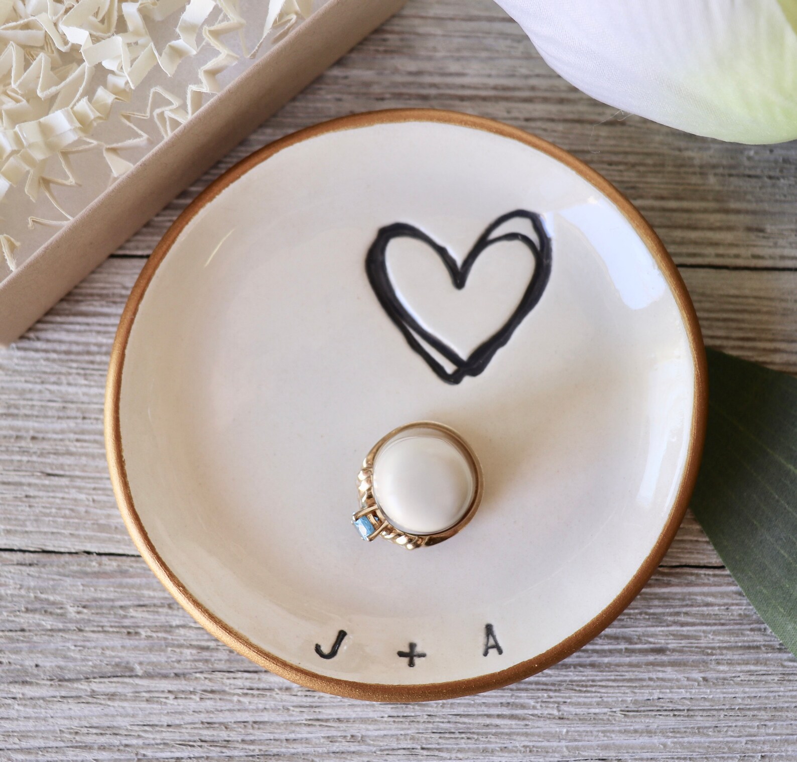Custom Engagement Gift, Ring Dish, Jewelry Dish, Bridal Shower Gift for ...