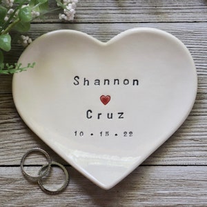 Wedding Ring Dish, Personalized, Wedding Gift, Engagement Gift, Heart, Bridal Shower Gift, Engagement, Anniversary Gift image 1