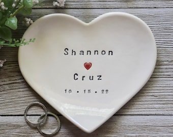 Wedding Ring Dish, Personalized, Wedding Gift, Engagement Gift, Heart, Bridal Shower Gift, Engagement, Anniversary Gift