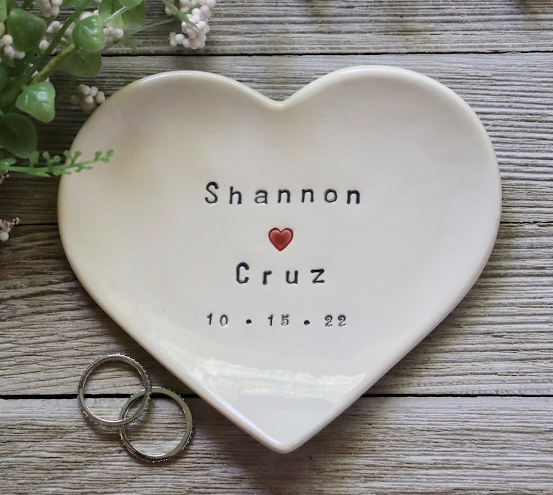 Wedding Ring Dish, Personalized, Wedding Gift, Engagement Gift, Heart, Bridal Shower Gift, Engagement, Anniversary Gift image 1