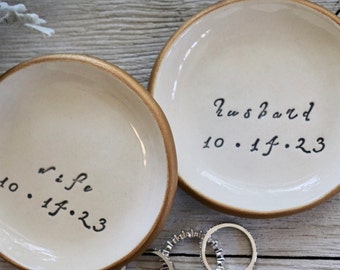 Ring Dish Gift Set, Ring Holder, Personalized Wedding Gift, Bridal Shower Gift, Engagement Gift, Husband and Wife Gift