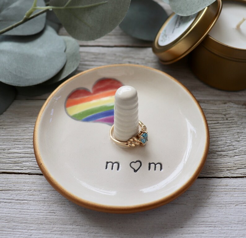 Rainbow Ring Dish Rainbow Heart Ring Holder Personalized Pride Gift