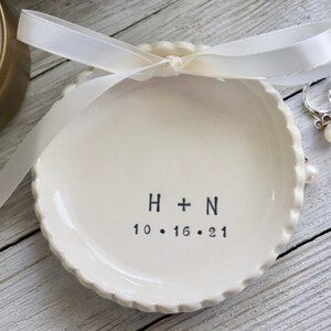 Personalized Wedding Ring Holder, Ring Bearer Pillow Alternative, Monogrammed Ring Dish, Unique Ring Bearer image 9