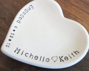 Engagement Gift, Ring Dish, Heart, Personalized Gift for Couple, Ring Holder