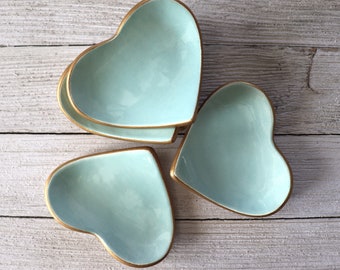 Heart Ring Dish, Ring Holder, Trinket Dish, Retro Aqua, Bridal Shower Favor, Bridesmaid Gifts, Aquamarine