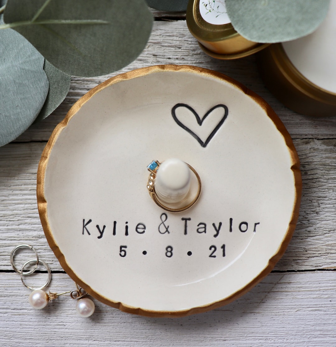 Engagement Ring Holder Wedding Gift For Bride Jewelry Tray, Engagement Gift For Engaged Couple, Wedding Ring Dish, Anniversary Gift For Wife