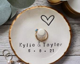 Personalized Wedding Ring Holder, 1st Anniversary Gift for Wife, Future Daughter in law Gift, Custom Ring Dish