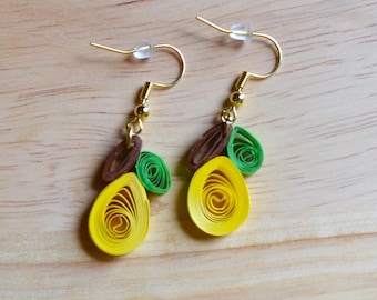 Lemon earrings - paper quilling