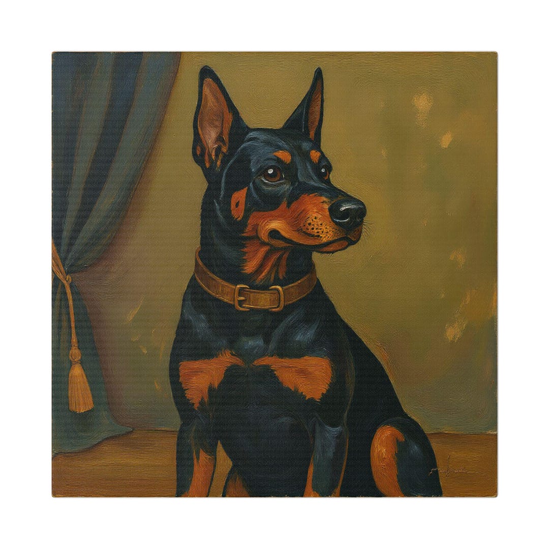 Royal Doberman Portrait Classic Stretched Canvas | Premium Vintage Dog ...