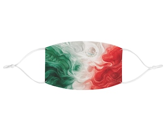 Italian Flag Swirl Fabric Face Mask | Green White Red Marble Print