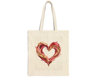 BrickByDreamCo Paint Splash Heart Tote Bag | Watercolor Love Canvas Tote