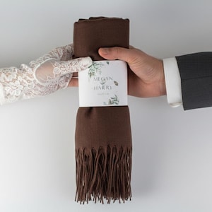 Pashmina de recuerdo de boda al por mayor para invitados, regalo de dama de honor, chal, regalos de fiesta personalizados, regalo de cumpleaños MARRÓN OSCURO
