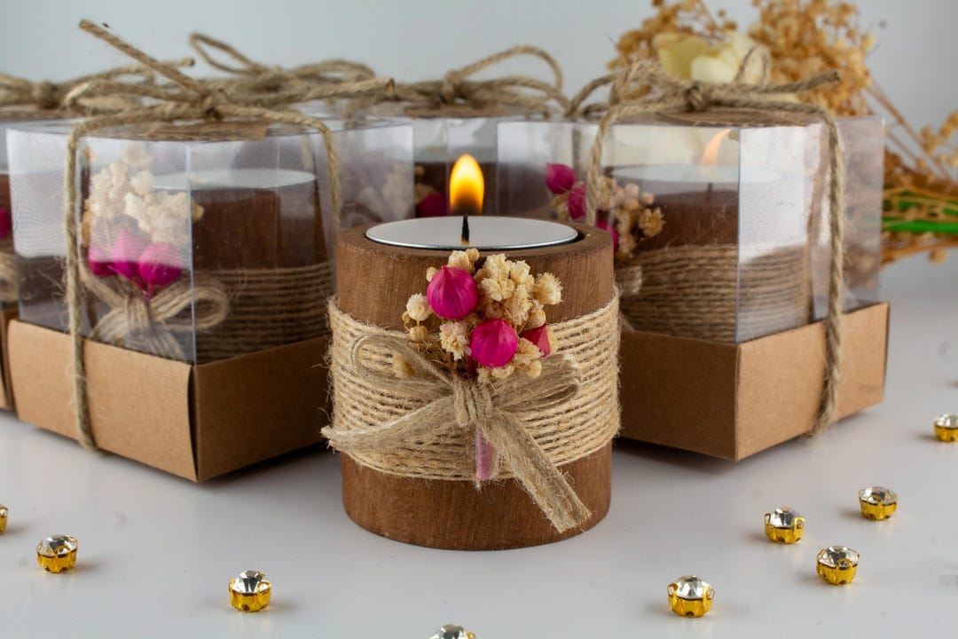 Wedding Favors Wooden Candle in Bulk for Guests, Baby Shower Wooden ...