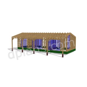 46'x19' + 7'x46' Holiday House with Terrace Plans | Elegant Timber Frame Design