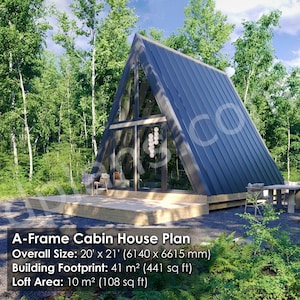 Planos de casa de vacaciones con estructura en A de 20' x 21' / Diseño compacto con estructura de madera