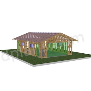 33' x 21' Timber-Frame Garage Plans | Large Timber Frame Design