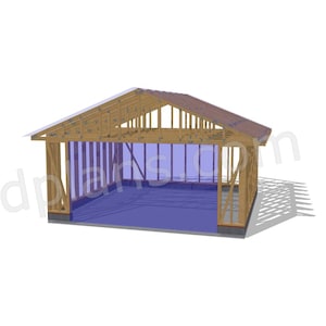 20' x 20' Timber-Frame Garage with Roof Trusses Plans