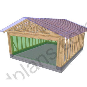 22' 4" x 18' 4" Garage Plans | Extended Vehicle Shelter Layout