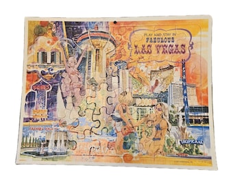 Plakat podróżniczy Las Vegas, 48 elementów, rama kartonowa, lata 70.