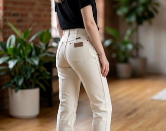 Jeansy Vintage Wrangler 27 X 34 Beżowe 13MWZWT Krój kowbojski Parada pokazów koni