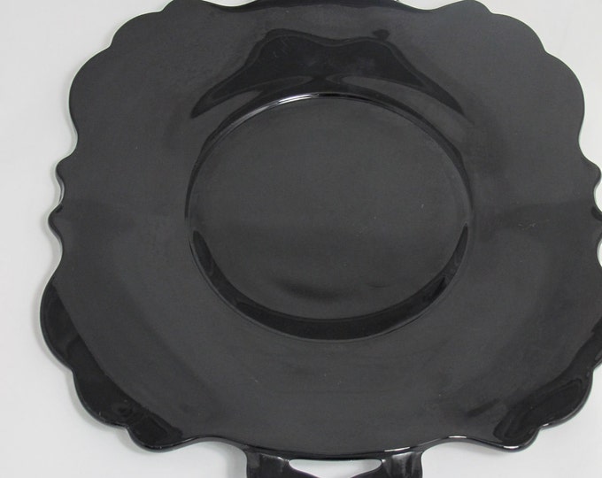 Vintage Black Milk Glass Serving Tray or Cake Plate Etsy
